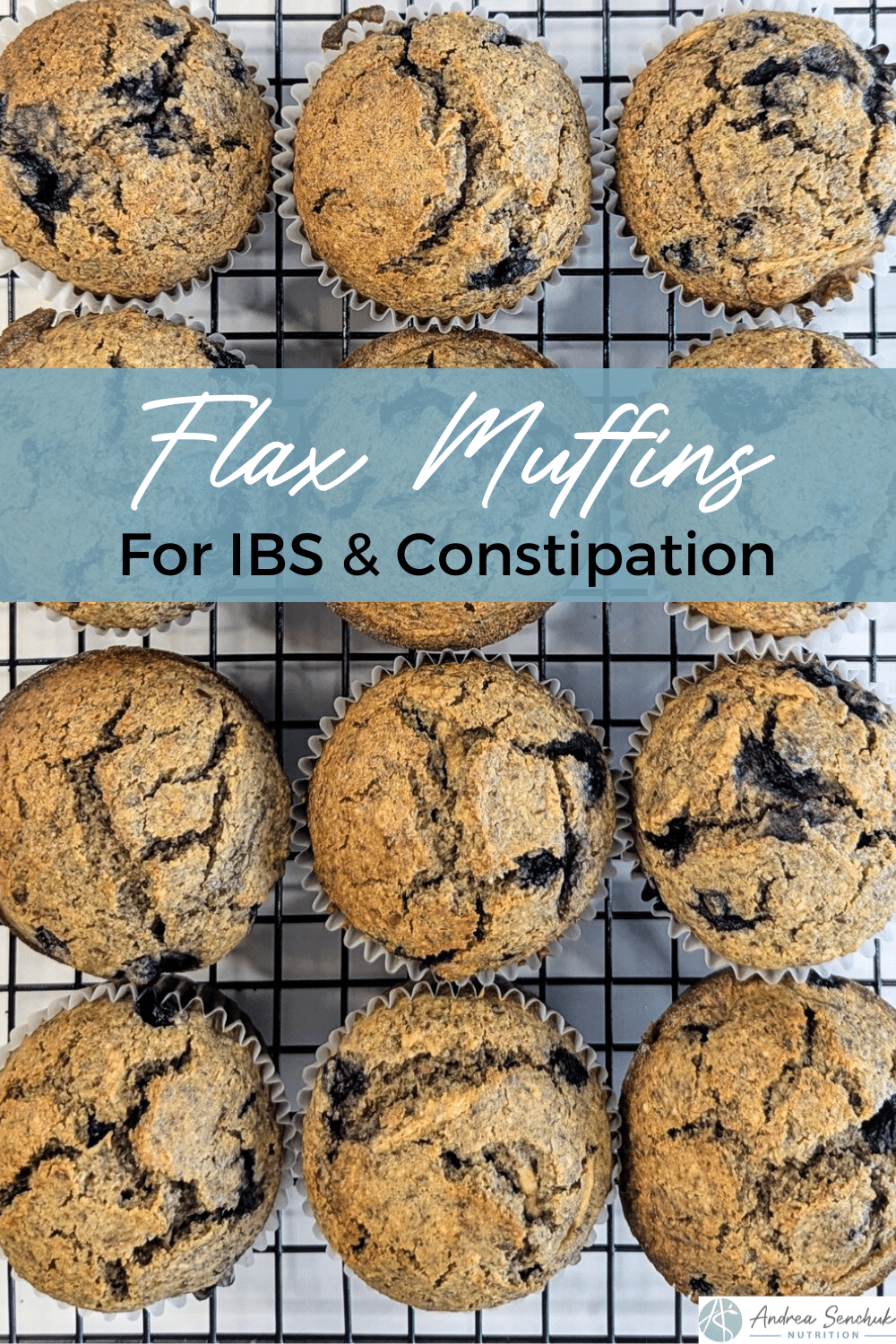 A dozen baked low fodmap flax muffins with blueberries for fighting constipation